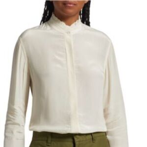 Rag N Bones Women’s Jordan Ruffle Trim Button up Long Sleeve blouse Size M Ivory